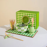Matcha Harmony Ceramic Tea Set – Japanese-Inspired Matcha Bowl & Whisk Kit | Lattice Design | Tea Set for Up to 4 People