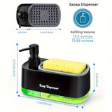PureFlow Kitchen Soap Station – 3-in-1 Sink Organiser | Hand Soap, Dish Soap & Sponge Storage