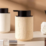 SatoriStone Foaming Soap Dispenser – Travertine-Effect Japandi Pump Bottle | Minimalist Bathroom Accessory