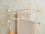 Aurora Foldable Towel Rail – Brushed Gold Aluminium Holder | Antique Engraved Luxury Bathroom Storage