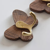 Walnut Butterfly Wall Hook Rack – Solid Wood Coat & Key Holder | Elegant Retro Home Storage