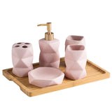 NordicSerenity Ceramic Bathroom Accessory Set – 4-Piece Scandinavian Countertop Collection | Minimalist Bathroom Décor