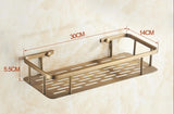 Kensington Vale Brass Corner Shelf – Antique Bronze Bathroom Basket | Luxury Vintage Shower Storage