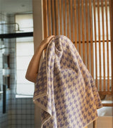 Maison Échelon Houndstooth Cotton Face Towel – Luxury Jacquard Hand Towel | Soft Vintage Bathroom Linen