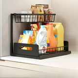 Auralith AquaStor Double-Layer Sink Organiser – Extendable Under-Sink Storage Rack | Reinforced Pull-Out Kitchen Cabinet System
