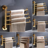 AureliFold Foldable Towel Rail – Gold Aluminium Wall-Mounted Holder | Compact Luxury Bathroom Storage