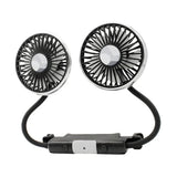 RoadBreeze Duo Twin-Head Car Fan – 3-Speed Adjustable Air Circulator | USB-C Powered | Integrated LED Lighting