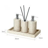 Bellaverto Beige Travertine Bathroom Accessory Set – Natural Stone Spa Collection | Luxury Marble Bathroom Décor