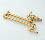 Aurelius Wall Pot Filler Tap – Brushed Gold Folding Kitchen Faucet | Luxury Brass Stove Filler