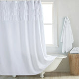 Elowen LinenSpa Shower Curtain – Waterproof Boho Farmhouse Bathroom Curtain with Textured Fabric & Metal Eyelets | Beige & Ivory Luxury Finish