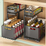 FlexCore Under-Sink Storage System – 2-Tier Pull-Out Cabinet Organiser | Adjustable Carbon Steel Sliding Rack