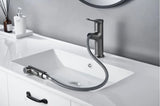 PureGlide Pull-Out Basin Mixer – White Brushed Bathroom Faucet | Modern Brass Sink Tap