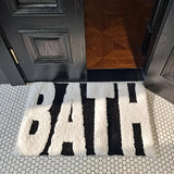 Monochréa Designer Bath Mat – Non-Slip Absorbent Bathroom Rug | Modern Black & White Floor Décor
