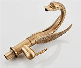 Aurelia Swan Waterfall Basin Mixer – Luxury Gold Brass Bathroom Faucet | Elegant Single Lever Sink Tap