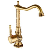 AurelioForge Vintage Etch Mixer – Engraved Antique Brass Faucet | Luxury Bathroom & Kitchen Sink Tap