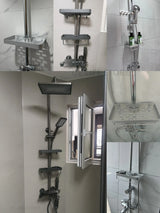AeroMount Shower Storage Shelf – Drill-Free Aluminium Bathroom Organiser | Double Layer Caddy with Towel Rail