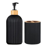 BambooZen Bathroom Accessory Set – 3-Piece Bamboo & Matte Storage Collection | Modern Countertop Organiser