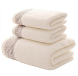WinterLuxe Embroidered Cotton Towel Set – 3-Piece Jacquard Bathroom Collection | Soft Absorbent Luxury Towels