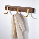 Novalith WalnutHook 3-Hook Wall-Mounted Rack – Premium Wood & Zinc Alloy Towel and Coat Organiser | Modern Minimalist Bathroom & Home Storage Hooks