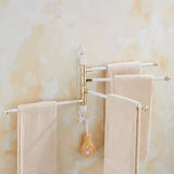 Aurora Foldable Towel Rail – Brushed Gold Aluminium Holder | Antique Engraved Luxury Bathroom Storage