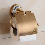 HeritageLuxe Antique Brass Bathroom Hardware Set – Vintage Brass & Ceramic Wall-Mounted Bathroom Accessories Collection