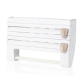 Velmora MultiFix 4-in-1 Wall-Mounted Kitchen Roll Holder – Self-Adhesive Organiser with Foil Cutter, Bottle Rack & Tissue Dispenser | Space-Saving Kitchen Storage System