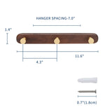 Novalith WalnutHook 3-Hook Wall-Mounted Rack – Premium Wood & Zinc Alloy Towel and Coat Organiser | Modern Minimalist Bathroom & Home Storage Hooks