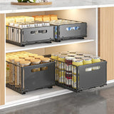 GlideStore Pull-Out Cabinet Organisers – Sliding Metal Kitchen Storage Drawers | Space-Saving Pantry & Spice Rack Set