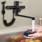 FlowMaster Wall-Mounted Kitchen Tap – Stainless Steel Mixer Faucet | Pull-Out Side Sprayer & 360° Swivel