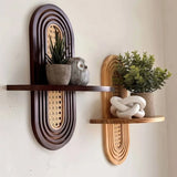 Solara Woven Rattan Wall Shelf – Handmade Boho Storage Display | Natural Wooden Wall Décor