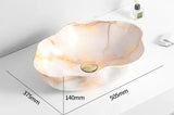 MarbleLuxe Ovalis Vessel Sink – Marble Pattern Ceramic Countertop Basin