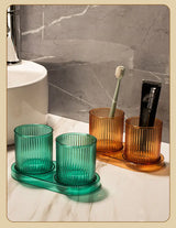 VivaLume Bathroom Tumbler Cup – Modern Anti-Tip Toothbrush Holder | Colourful Bathroom Accessory