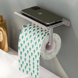LoftEdge Toilet Roll Holder with Shelf – Aluminium Wall-Mounted Bathroom Organiser | Modern Space-Saving Storage
