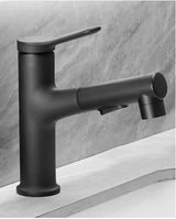 PureGlide Pull-Out Basin Mixer – White Brushed Bathroom Faucet | Modern Brass Sink Tap