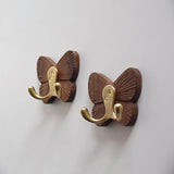 Walnut Butterfly Wall Hook Rack – Solid Wood Coat & Key Holder | Elegant Retro Home Storage