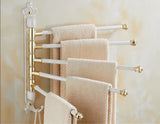 Aurora Foldable Towel Rail – Brushed Gold Aluminium Holder | Antique Engraved Luxury Bathroom Storage