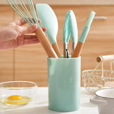 MaisonChef Silicone Utensil Set – 12-Piece Wooden Handle Cooking Tools | Heat-Resistant Kitchen Essentials