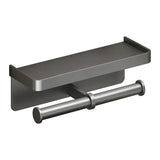 LoftEdge Toilet Roll Holder with Shelf – Aluminium Wall-Mounted Bathroom Organiser | Modern Space-Saving Storage