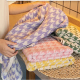 Maison Échelon Houndstooth Cotton Face Towel – Luxury Jacquard Hand Towel | Soft Vintage Bathroom Linen