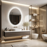 Veloura Halo Round LED Mirror – Frameless Bathroom Vanity Mirror with Anti-Fog & Smart Touch Dimming