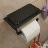 LoftEdge Toilet Roll Holder with Shelf – Aluminium Wall-Mounted Bathroom Organiser | Modern Space-Saving Storage