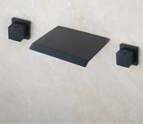 Waterval Wastafelkraan – Dubbele Handvatten | Chroom & Mat Zwart | 2-Gats Wand- of Tafelmontage