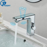 PureSense TouchFree Digital Sensor Faucet – Smart White Motion-Activated Bathroom Sink Mixer with LED Temperature Display