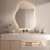 ElaraGlow Organic LED Vanity Mirror – Scandinavian Irregular Wall Mirror with Ambient Lighting for Bathroom & Living Spaces