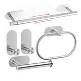 Velaro No-Drill Stainless Steel Bathroom Accessory Set – Self-Adhesive Modern Towel & Robe Holders | Brushed Metal Finish