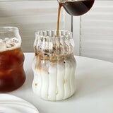 VetroSip Ribbed Glass Tumblers with Straws & Lids – Set of 2 or 4 | Reusable Clear Drinking Glasses | Modern Drinkware Set