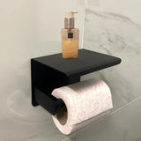 LoftEdge Toilet Roll Holder with Shelf – Aluminium Wall-Mounted Bathroom Organiser | Modern Space-Saving Storage