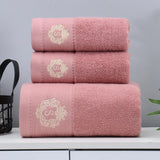 WinterLuxe Embroidered Cotton Towel Set – 3-Piece Jacquard Bathroom Collection | Soft Absorbent Luxury Towels