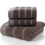 WinterLuxe Embroidered Cotton Towel Set – 3-Piece Jacquard Bathroom Collection | Soft Absorbent Luxury Towels
