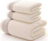 WinterLuxe Embroidered Cotton Towel Set – 3-Piece Jacquard Bathroom Collection | Soft Absorbent Luxury Towels